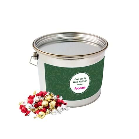 Plåthink med pralinkulor 1400 g