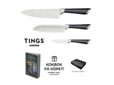 Produktbild TINGS Home knivset 3-dels + Catarina Königs kokbok Helg med guldkant