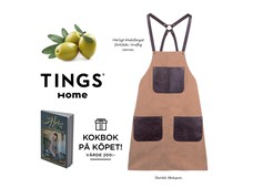 Produktbild TINGS Home förkläde canvas +  Catarina Königs kokbok Helg med guldkant