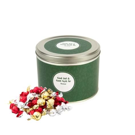 Plåtburk hög med pralinkulor 1200 g
