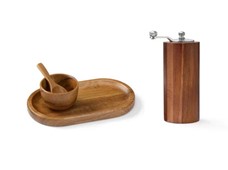 Produktbild Set träbricka med saltskål + pepparkvarn Moulin