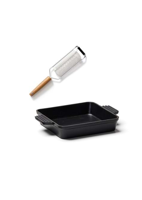 Set gjutjärnsform + rivjärn